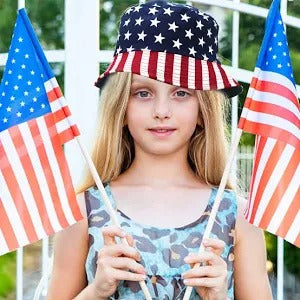 AMERICAN FLAG patriotic cotton  Bucket hat.