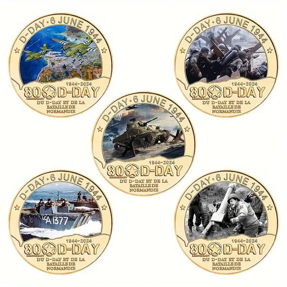 D DAY 80th anniversary 5 gold plated coins set