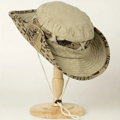 Vintage Distressed  Printed Bucket Boonie Hat for men and women