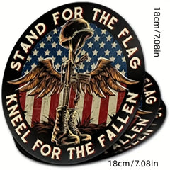 STAND FOR THE FLAG ,Kneel for the fallen patriotic American sticker 7x7