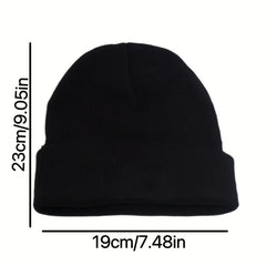 Punisher skull embroidered black knitted beanie