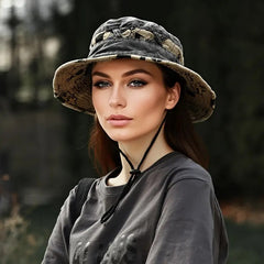 Vintage Distressed  Printed Bucket Boonie Hat for men and women