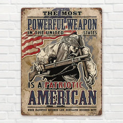 Patriotic American vintage wall art metal poster sign